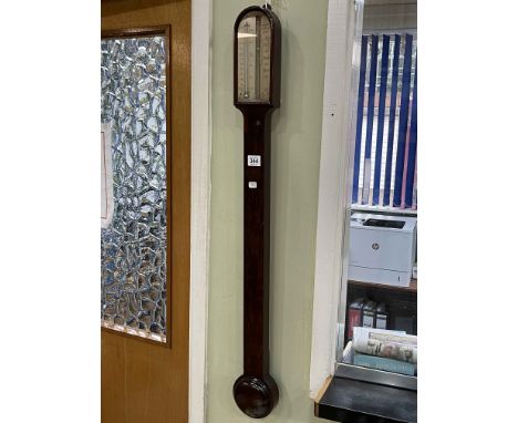 Antique mahogany stick barometer, W. Harris & Son, 50 Holborn, London, 91cm.