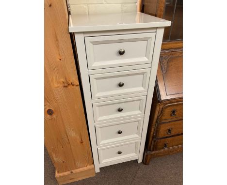 Marks & Spencers slim light blue five drawer chest,119cm by 47cm by 40cm.