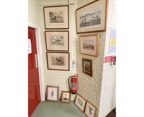 Henry Wilkinson, three framed limited edition prints, J Degnan, Durham, limited edition, signed cricketing print and five var