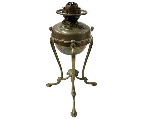 Edwardian 'Benson' style brass oil lamp.