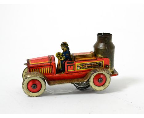 German C/w Fire Engine with driver figure and sparking mechanism in rear boiler (F, running boards rusted)      