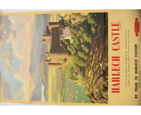BR(WR) Poster Harlech Castle - R Lampitt DR By train to Harlech Station (G-E, folded)      