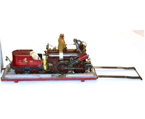 Live Steam 3 1/2'' Gauge 0-4-0 Locomotive Invicta constructed in brass/steel with four wheel tender (G, in wooden case) The m