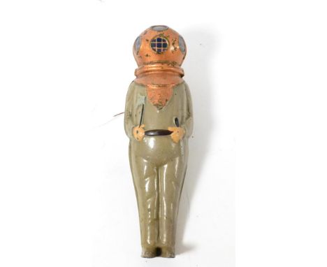 Bing Deep Sea Diver Figure with air hose attachment to back, finished in beige with bronze coloured helmet and BW trademark  