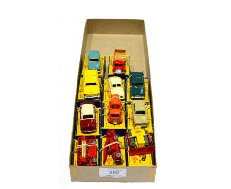 Matchbox 1-75's 5a Double deck bus MW, 9a Fire engine gold trim MW, 18a Caterpillar bulldozer, 22a Vauxhall Cresta MW, 26a Ce