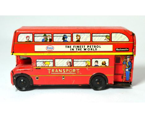 Wells C/w Trolley Bus Buy British (F, significant loss to right side) Mettoy friction Routemaster bus with Esso adverts (G-F)
