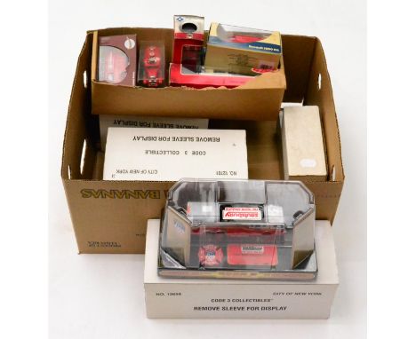 DeHanes Models Two Mack Fire Trucks both with bag of detail parts (both E boxes G), together with: Solido Peugeot D4a and Ren