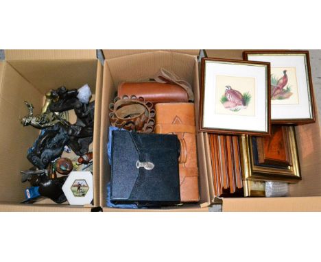 A Collection of Modern Sporting/Shooting Memorabilia, including leather cartridge bags and belts, framed prints, ornaments in