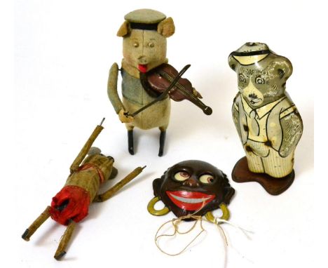 Schuco (Germany) C/w Violin Playing Pig (F-G, faded) Dancing mouse (F, lacks small mouse) and two others (4)      