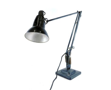 A vintage Anglepoise lamp, with black shade 20cm wide, and articulated stem on square base. WARNING! This lot contains untest