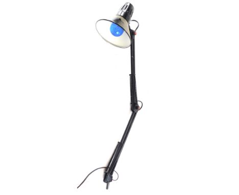 A Micromark Anglepoise wall lamp, with black shade and articulated stem, the shade 18cm wide. 