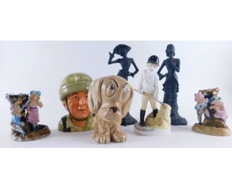 Various pottery and effects, Sylvac dog, bisque style Coalport Coutour collection figures, Georgette, 25cm high, Royal Worces