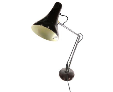 A vintage Anglepoise lamp, with cone shaped shade, articulated stem and circular foot, 67cm high.