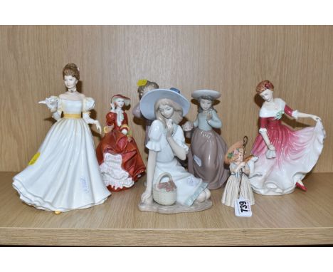 A GROUP OF ROYAL DOULTON AND NAO FIGURES to include three Royal Doulton figures 'My Best Friend' HN3011, 'Kathleen' HN3609, a
