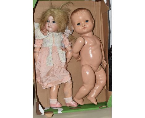 TWO VINTAGE DOLLS to include an Armand Marseille bisque headed doll marked '390' to the back of the head with composite limbs