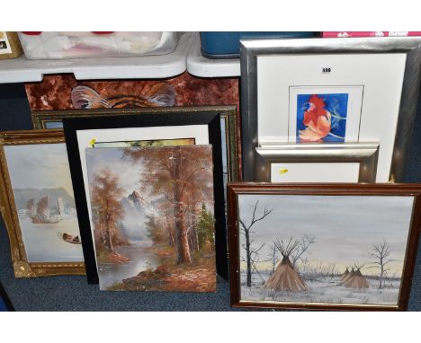 A SMALL QUANTITY OF PAINTINGS AND PRINTS ETC, to include three Nel Whatmore signed limited edition prints comprising 'Evenson