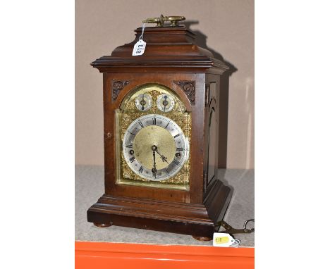 A LATE NINTEENTH CENTURY/EARLY TWENTIETH CENTURY WINTERHALDER AND HOFMEIER BRACKET CLOCK with a brass, gilt metal clockface w