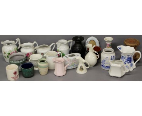 Assortment of small pots including studio pottery & ceramic jugs