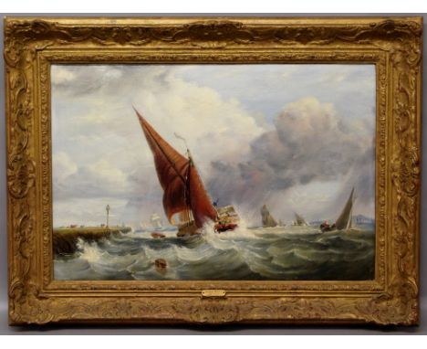 Alfred Priest (1810 - 1850), seascape, oil on canvas (canvas size 34.7 x 52 cm. Complete with frame - 50 x 67 cm)