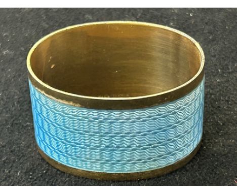 Silver &amp; enamel napkin ring - full Birmingham hallmarks 