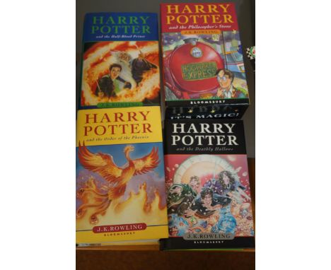 Harry Potter The order of the phoenix first edition, Harry Potter The deathly Hallows first edition, Harry Potter Half blood 