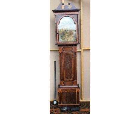 Early 19th century mahogany longcase clock, maker A. Breckbridge of Kilmarnock, the arched brass dial with date and seconds d