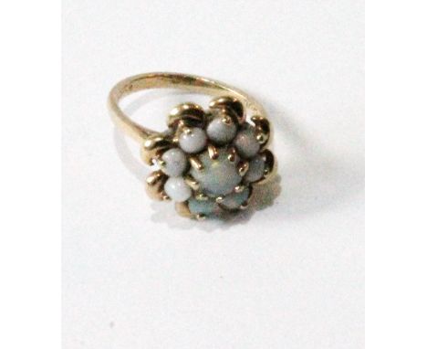 Opal cluster ring in 9ct gold, 1968.