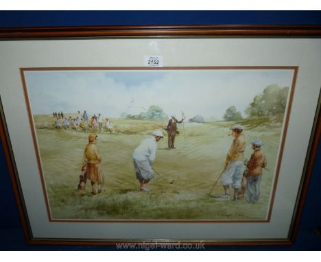 A framed Print depicting a Round of Golf, after Douglas E. West