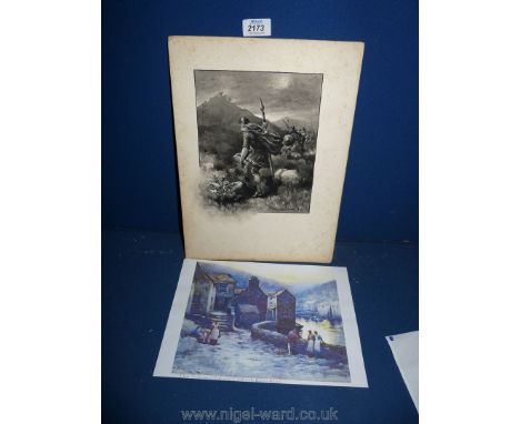  Herbert E. Butler original pen and ink of a Celtic Warrior, probably created for a book illustration on card, 37 cm x 27 cm.