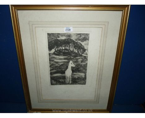 An Eirian limited edition Print of a Horse in a landscape.