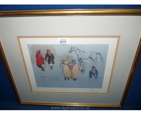 A Peter O' Sullivan signed print 'Aintree, The Race That Never Was, 1983'.