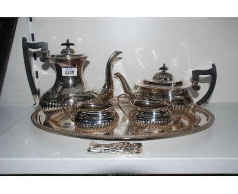 An Alpha plated Viners of Sheffield four piece Tea service including teapot, coffee/hot water jug, milk jug and two handled s