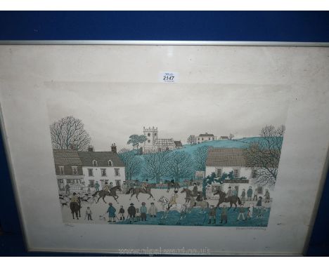 A framed limited edition Print no. 103/200 entitled "The Village Hunt", signed lower right in pencil, Vincent Haddesley, 29 1