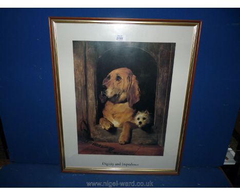 A large framed Print of two dogs entitled "Dignity and Impudence", 20 1/2'' x 25''.