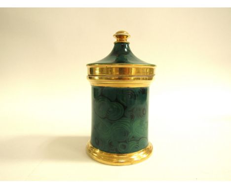 PORTMEIRION: A rare malachite range lidded jar designed by Susan Williams-Ellis in 1959, 17cm high 