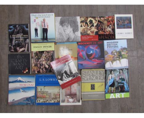 A collection of art books relating to British artists including David Hockney , Stanley Spencer, L S Lowry etc 