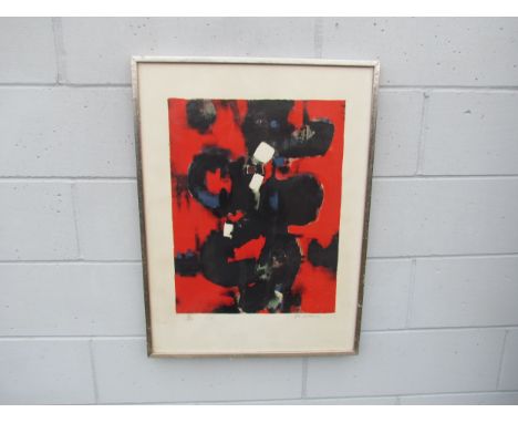 JUNICHI DOBASHI (Japanese 1910-1978) A framed and glazed limited edition print, untitled composition. Pencil signed and No.71