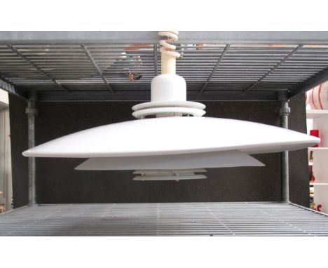A Danish eight tiered white ceiling light in the Poulsen style. 48cm diameter 