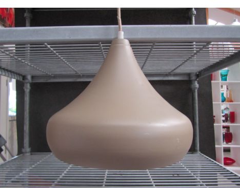 A mushroom coloured pendant light. 30cm diameter x 26cm high 
