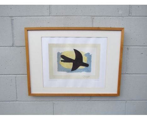 A framed and glazed print after Georges Braque's 1960 Oiseau Bleu et Jaune. Signed in the print. Plate size 29.5cm x 41cm 