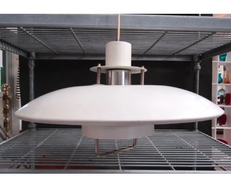 A Danish three tiered white ceiling light in the Poulsen style.  45cm diameter 