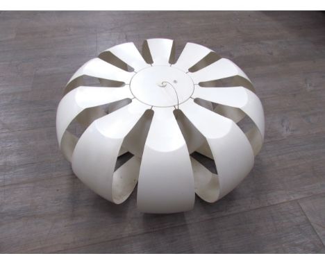 A vintage 1960's white metal large pendant lampshade. 24cm high x 55cm diameter 