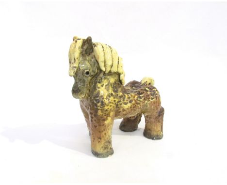 Unonius Aja for Arabia Pottery, Finland - A ceramic hand built figure of a horse c1930's, textured finish with tan glazes. Im