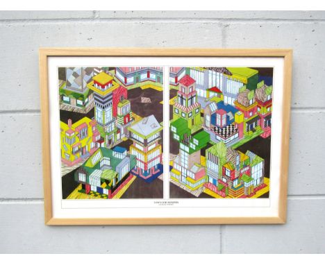 A framed and glazed print 'Town For Memphis' after George J. Sowden, Memphis group co founder. 40cm x 58cm 