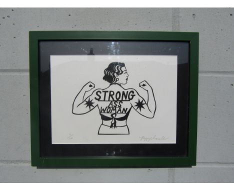 POPPY CHANDLER (1998-2023): "Strong Ass Woman", limited edition print, pencil signed and No. 11/100, 20.5cm x 29cm 