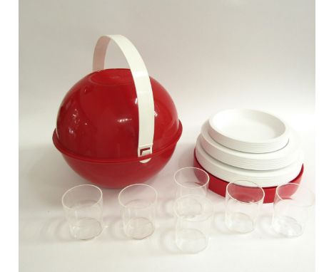 A Guzzini 'Picboll' vintage 1970's picnic set in red and white 