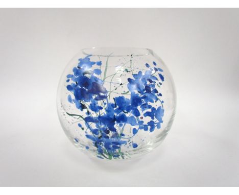 A Goebel Glass 'Artis Orbis' vase in clear with foliate detail. Labelled. 18.5cm high 