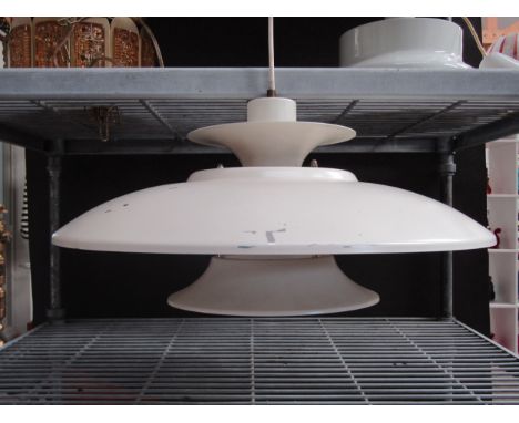 A Danish five tiered white ceiling light in the Poulsen style. 46cm diameter 