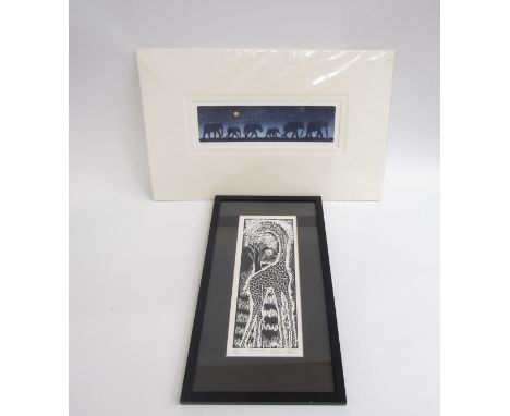 A Greg Heasot framed limited edition linocut print "The Giraffe" signed and dated 2001 and numbered from an edition of 50, 32