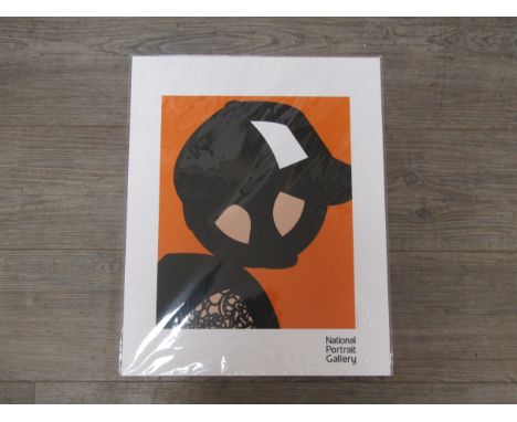A Julian Opie "Beach Head 6", unframed original art print by the National Portrait Gallery, overall size 50cm x 40cm 